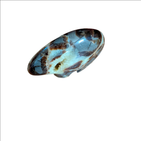 Zuni Fetish Septarian Bear Nodule Carving with Crystal Geode Center 2.25" - Picture 3 of 5